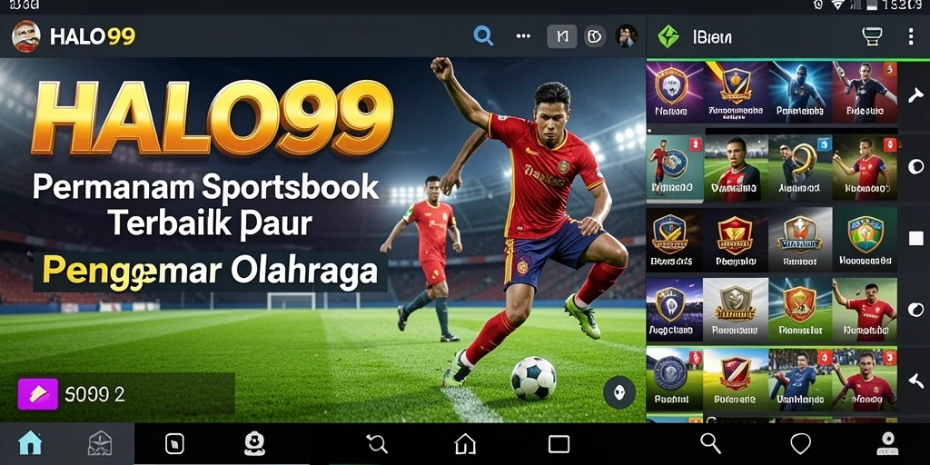 Tangkapan layar utama HALO99 menampilkan antarmuka taruhan olahraga yang menarik.