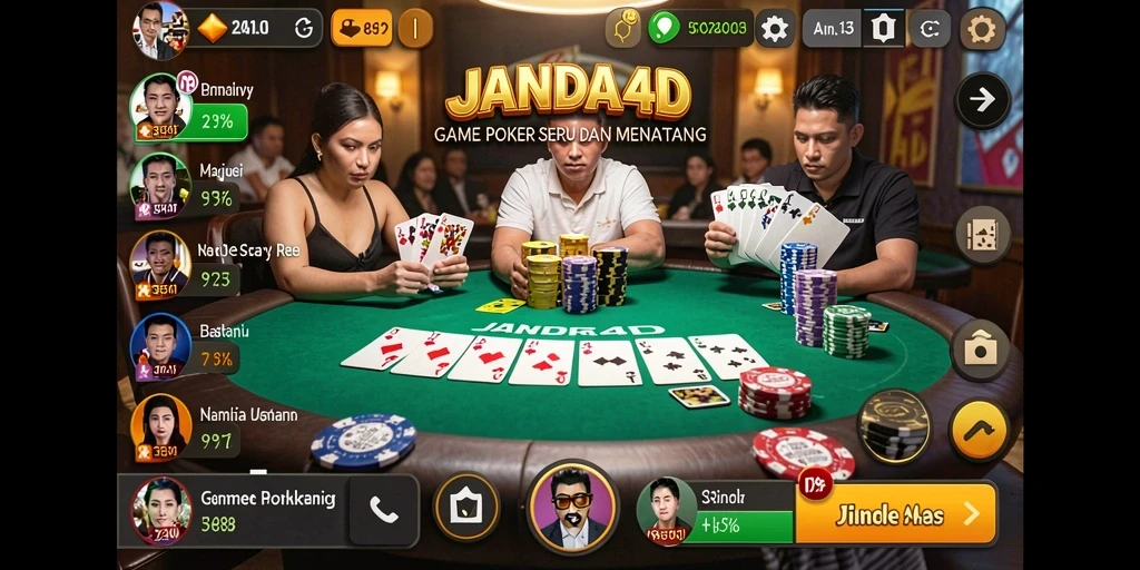 Gameplay poker yang seru di JANDA4D dengan pemain aktif.